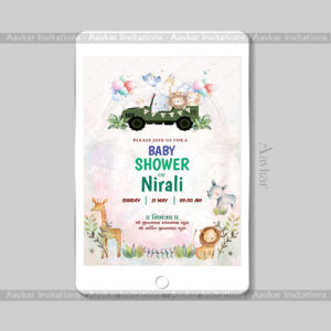Jungle Safari Theme Hindu Baby Shower E-Invite | BS-101