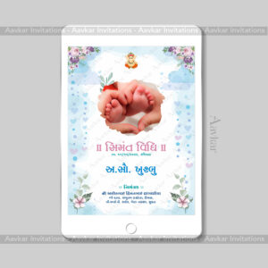 Sky Blue Hindu Baby Shower Digital Invitation - Floral Delight | BS-103