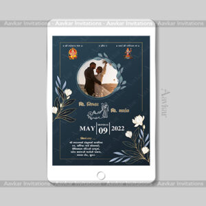 Timeless Floral Theme Dark Blue Digital Wedding Card | DWI-1009